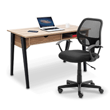 Silla de escritorio acolchada de tela, sin ruedas, silla de escritorio -  VIRTUAL MUEBLES