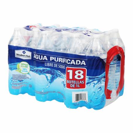 Agua Purificada 1 Litro Member's Mark Paquete De 18 Botellas