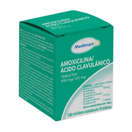 Amoxicilina / Ácido Clavulánico Medimart 500 mg/125 mg 10 Tabletas a precio  de socio | Sam's Club en línea