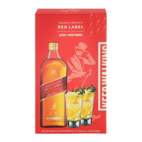 Whisky Johnnie Walker Red Label  L + 2 Vasos Hb | Sam's Club