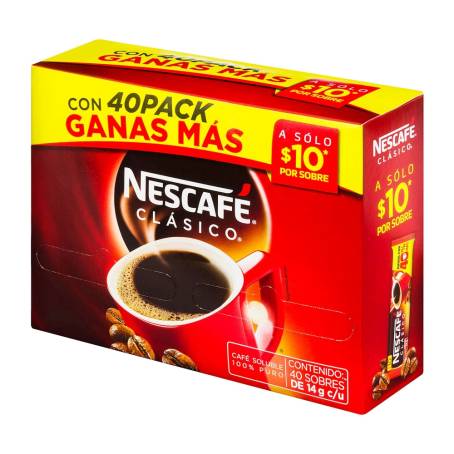 Café Soluble Nescafé 40 pzas de 14 g a precio de socio | Sam's Club en línea