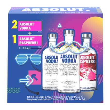 Vodka Absolut 2 Botellas de 750 ml más Absolut Raspberri 750 ml a precio de  socio | Sam's Club en línea