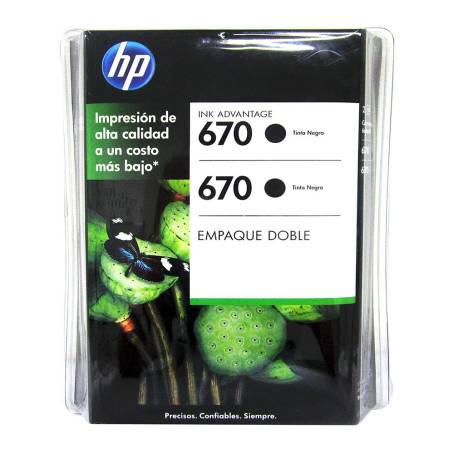 Cartucho de Tinta HP 670 Negro 2 pzas J3P02BL a precio de socio | Sam's  Club en línea