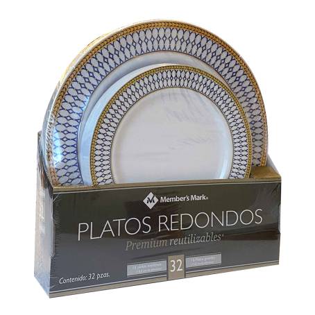 Platos Reutilizables Member's Mark Premium 32 pzas a precio de socio