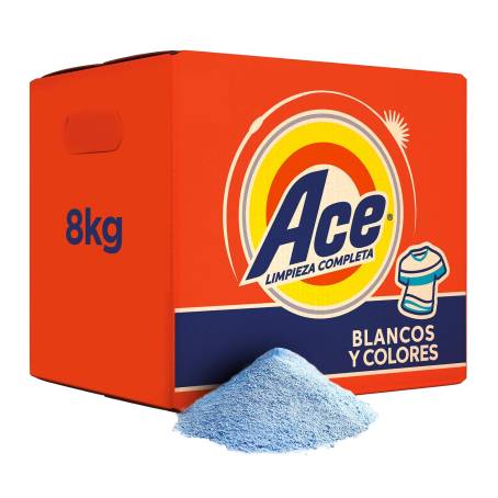 Detergente en Polvo Ace Limpieza Completa Blancos Y Colores 8 Kg a precio  de socio | Sam's Club en línea