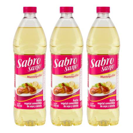 Aceite Comestible Sabrosano de Soya y Canola Sabor Mantequilla 3 pzas de  850 ml c/u a precio de socio | Sam's Club en línea