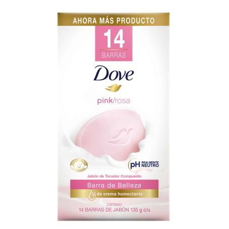 Jabón en Barra Dove Pink 14 pzas de 135 g c/u