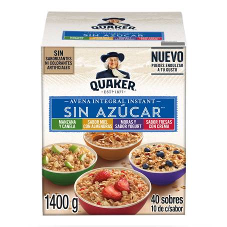  Quaker Avena instantánea inferior en azúcar, paquete variado de  4 sabores, 44 unidades (paquete de 1) : Comida Gourmet y Alimentos