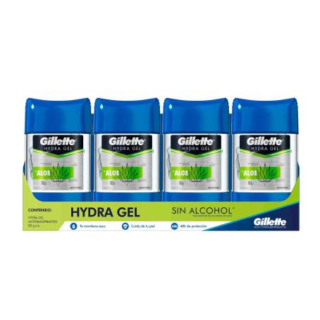 Antitranspirante en Gel Gillette Hydra Gel Aloe 4 pzas de 82 g a precio de  socio