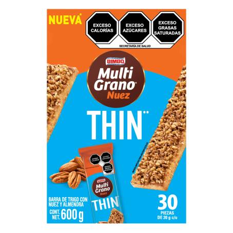 Barra Multi Grano Bimbo Nuez 30 pzas de 20 g c/u | Sam's Club