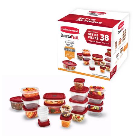 Set de Contenedores Rubbermaid Vents Rojos con 38 pzas a precio de