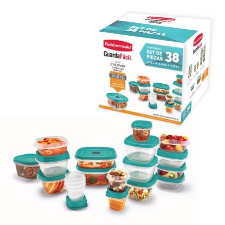 Set de Contenedores Rubbermaid Vents Turquesa con 38 pzas a precio de