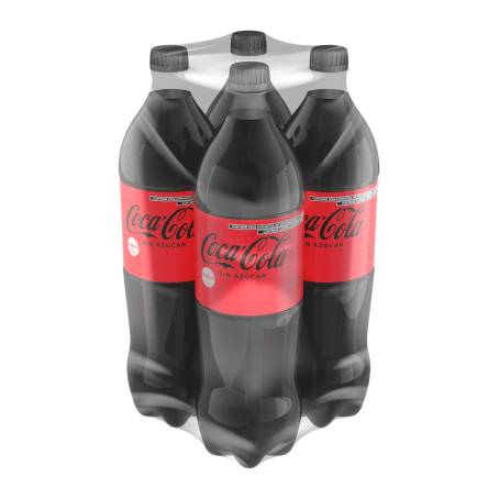 COCA-COLA ZERO refresco de cola sin azúcar ZERO CAFEÍNA pack 4 botellas 2 l