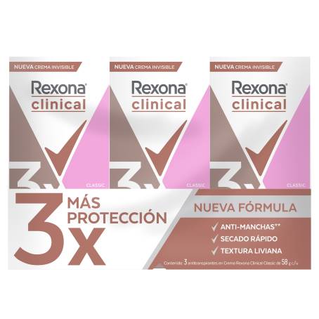 Antitranspirante en Crema Rexona CLINICAL Clean 58grms 96hrs