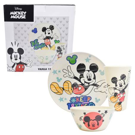 Vajilla de Bambú Fun Kids Disney Mickey Mouse 12 pzas